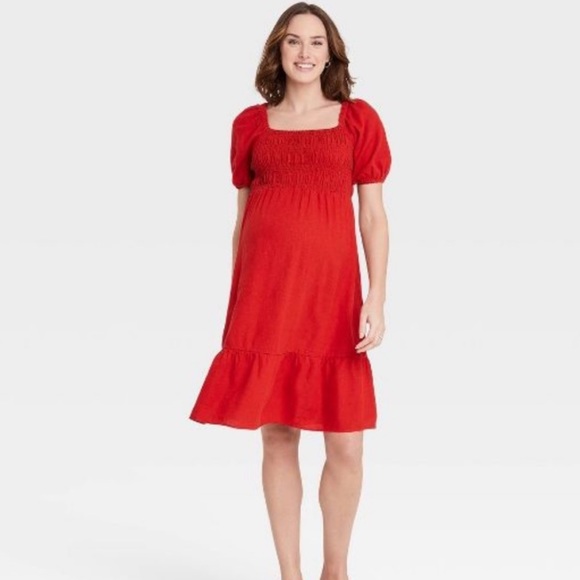 Isabel Maternity Red Dress - Picture 1 of 10